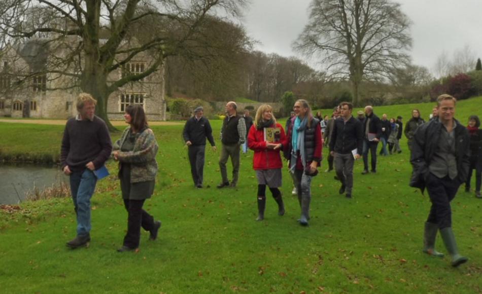 Attendees walking around the site.