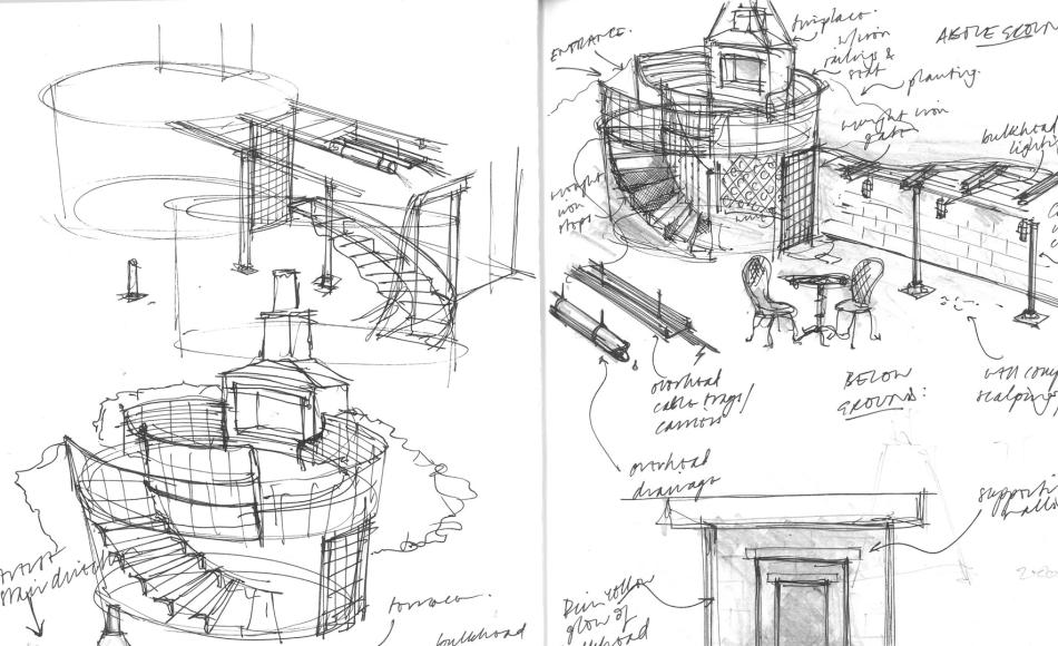 Sketchbook: concept for external garden features. Pete Thompson