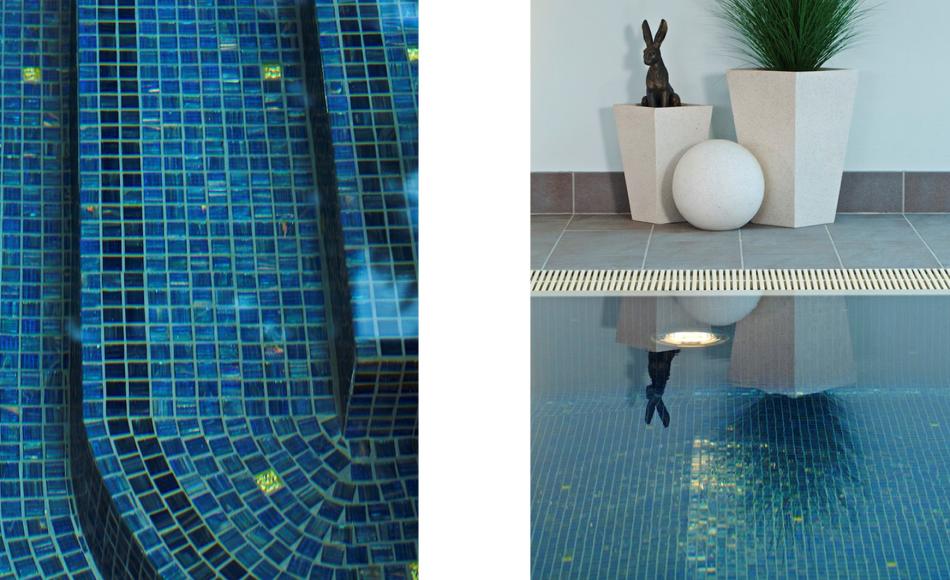 Mosaic detailing creates a dramatic aesthetic