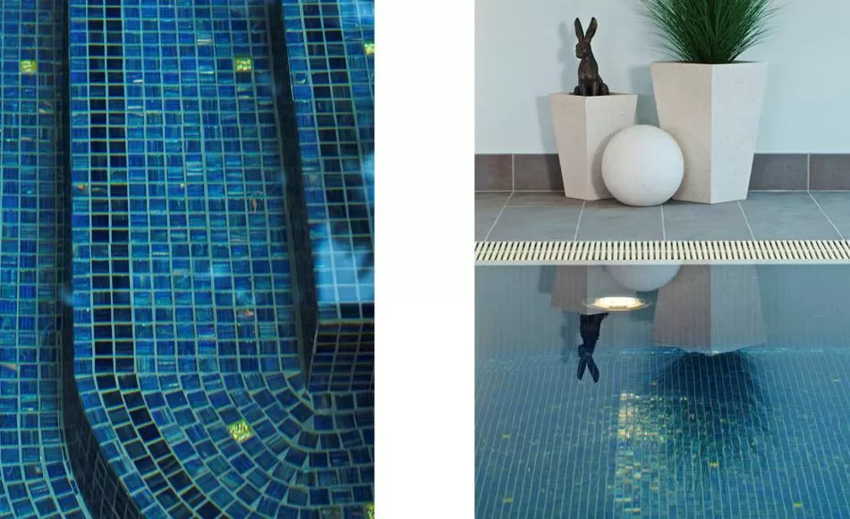 Mosaic detailing creates a dramatic aesthetic