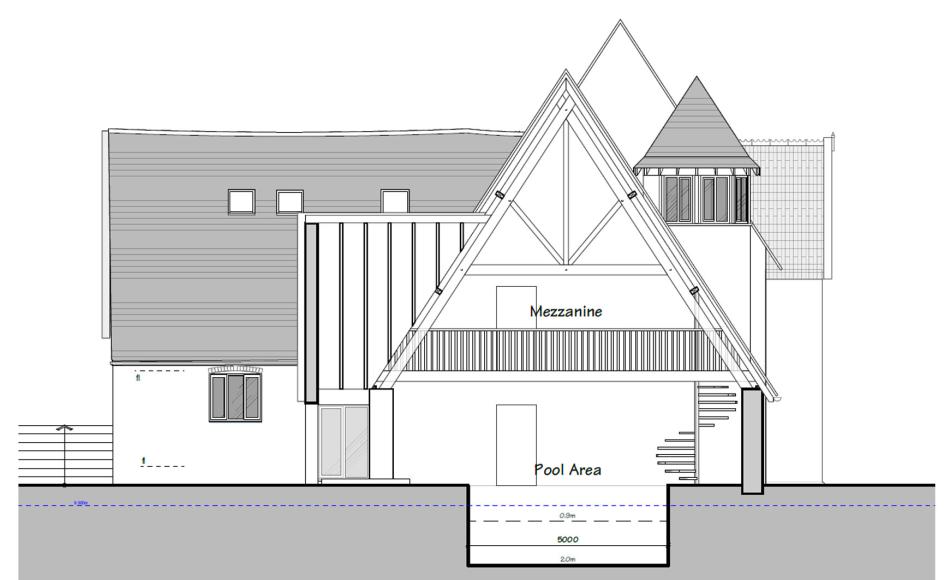 Section through proposed new indoor pool