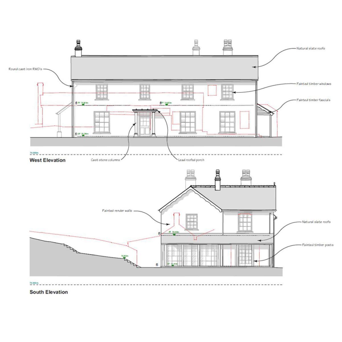Georgian style farmhouse dartmoor front elevation