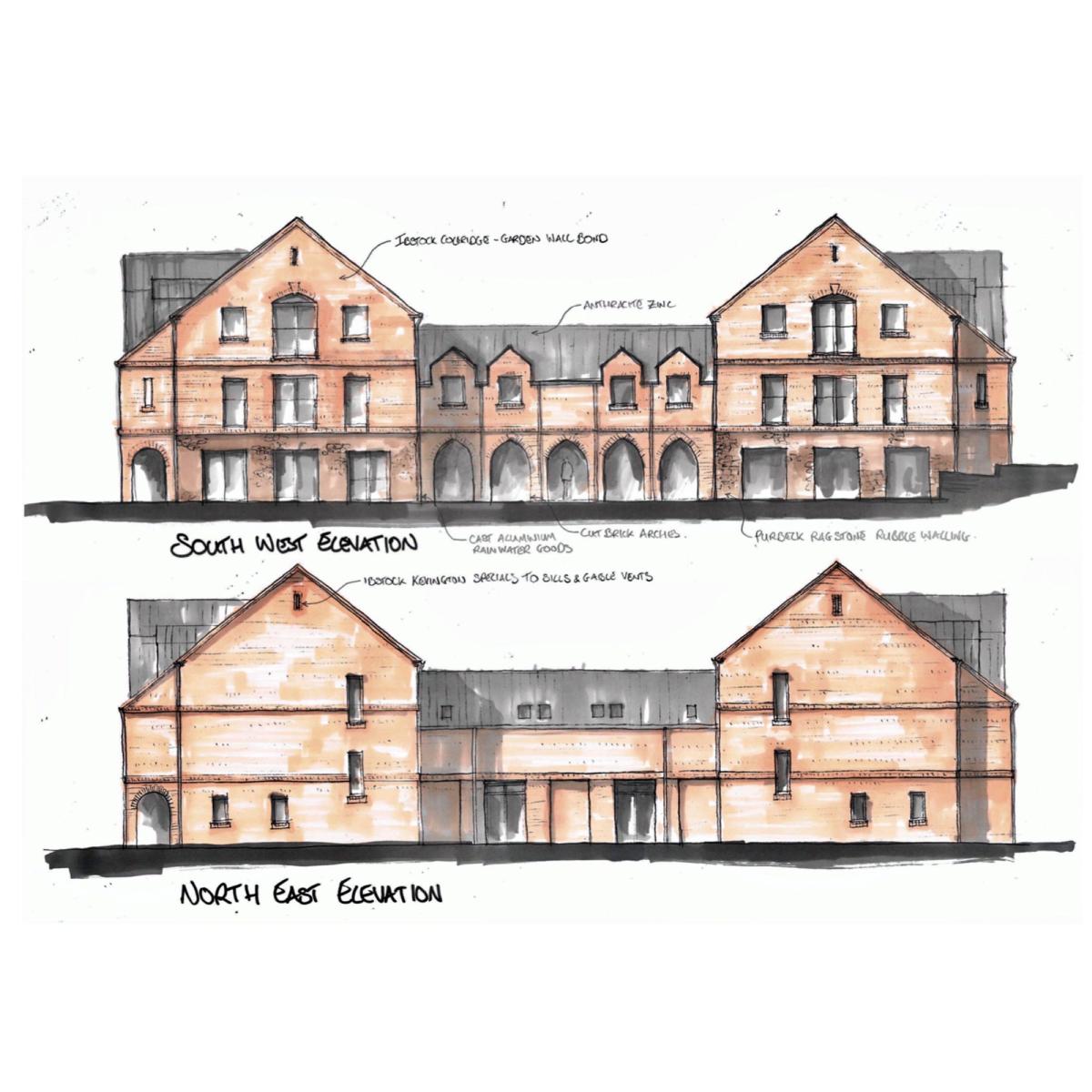almshouses new build Taunton proposed sketch thumbnail Custom