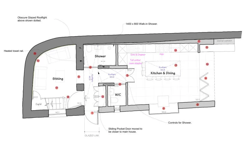 1135 Grade 2 listed house architects modern extension floorplan