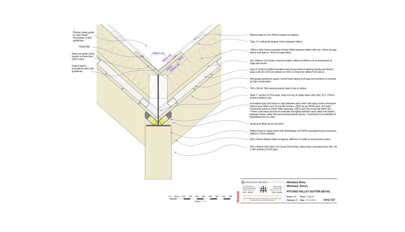 1212 Devon Architects Woolsery suites pitched valley gutter detail v2