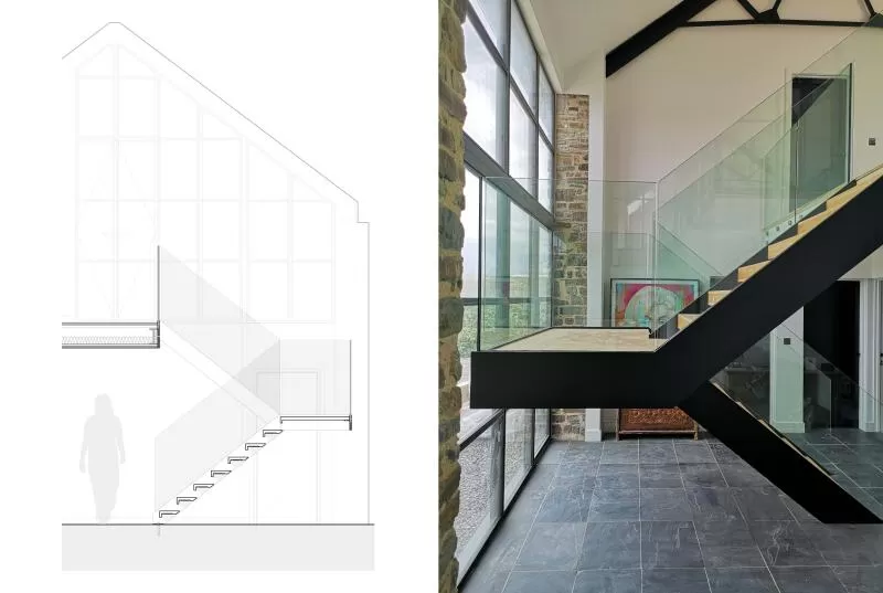 429 Threshing barn conversion architects stair
