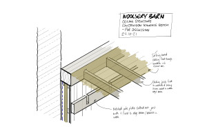 1216 Architects barn conversion Devon ceiling structure
