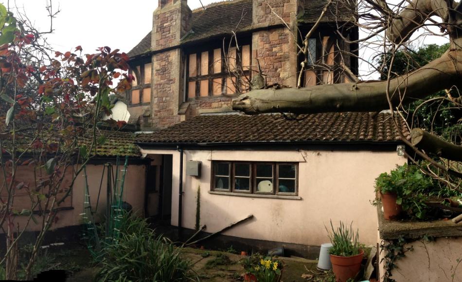 The extension prior to the works