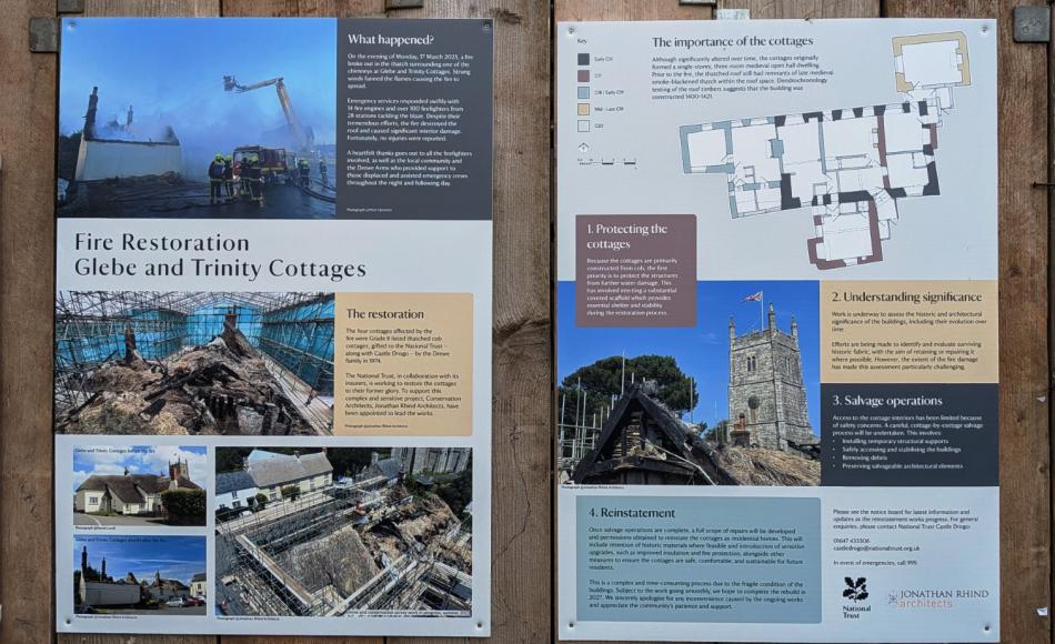 Information boards at Glebe Cottages