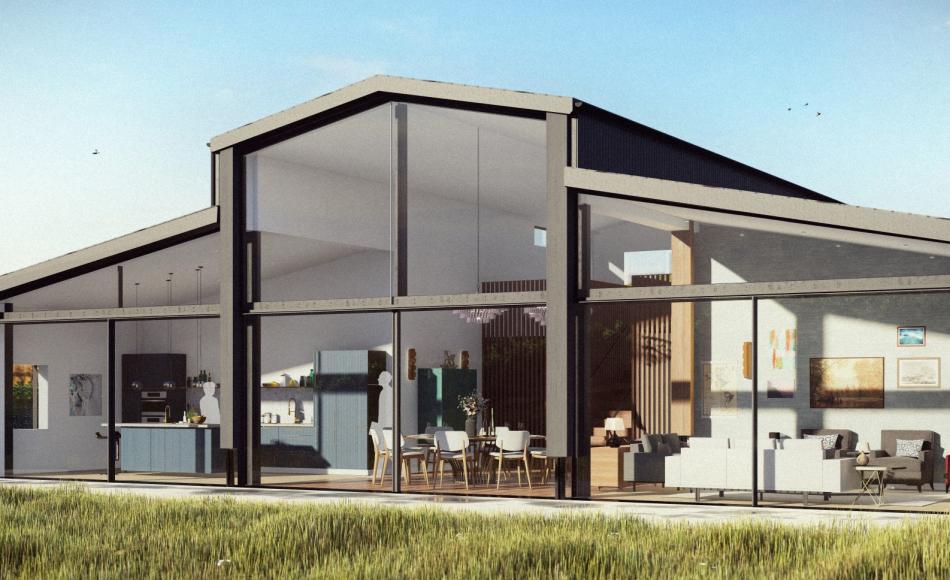 Render created by Joe for conversion of an agricultural winged barn which has now been built