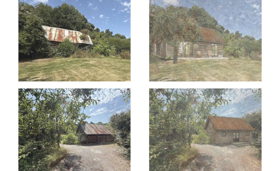 The current barn and renders of how the new building could look